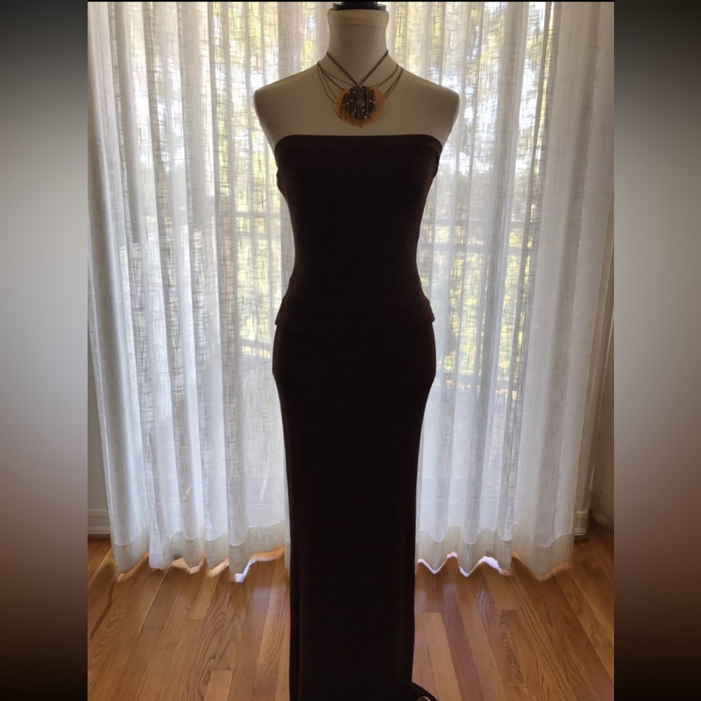 Sole Mio Long Brown Prom Gown Dress Sz M